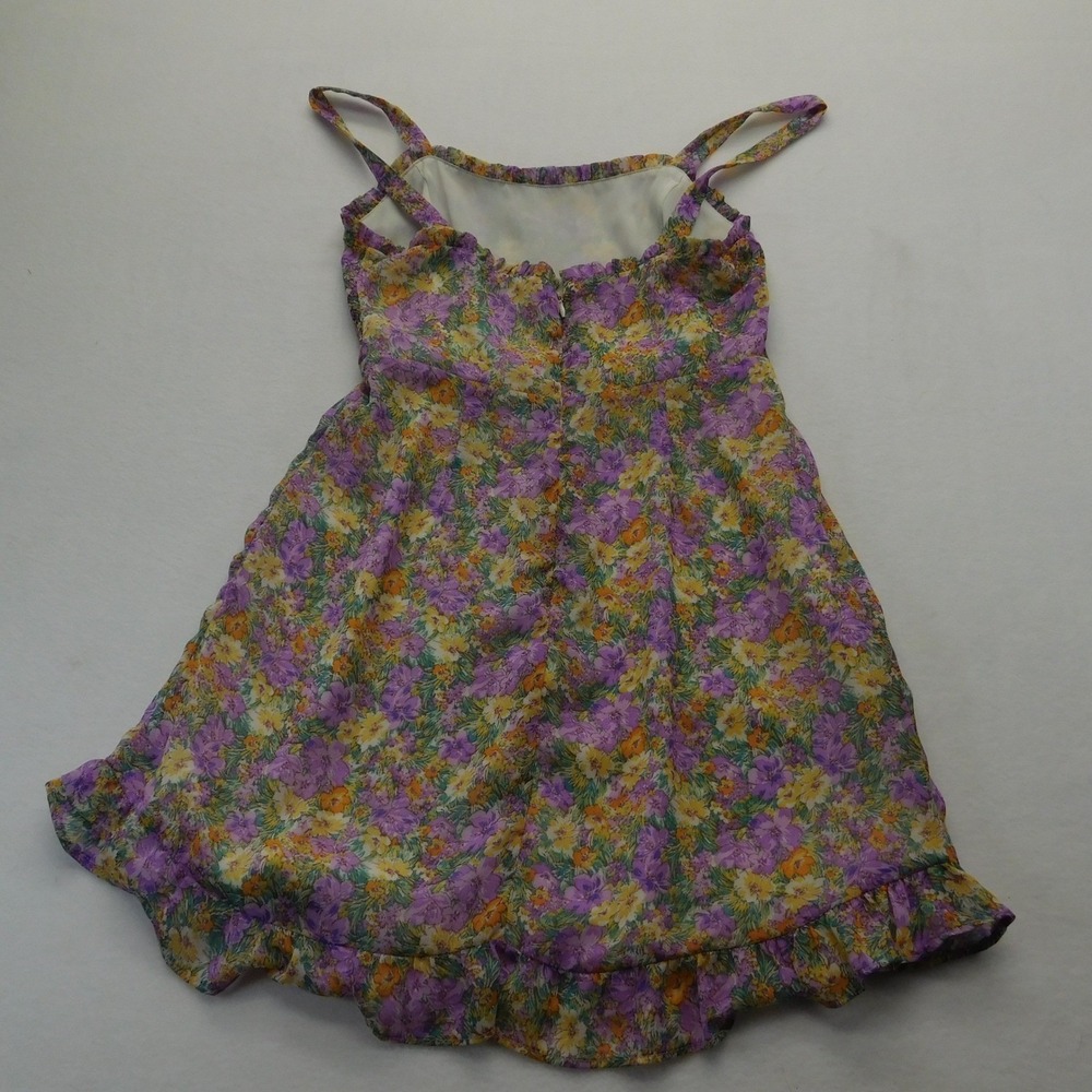 Altar'd State Floral Square Neck Ruffle Mini Dress Women S Purple - Picture 3 of 9